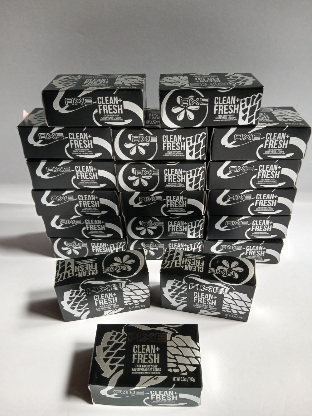 NEW! Lot Of 20 Bars Of Axe Clean & Fresh Face & Body Soap 3.5oz Each Cedarwood